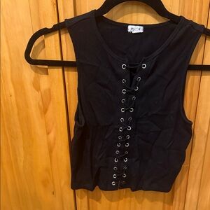 Garage Black Lace-Up Tank Top
